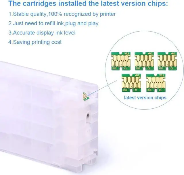 Alt view image 4 of 6 - 5Colors/Set T6941-T6945 T6941 Refillable Ink Cartridge with One Time Chip for E-pson SureColor T3270 T5270 T7270 700ML/PC