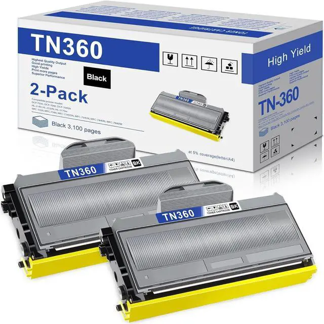 Main image of TN360 Toner Cartridge Brother Printer Replacement for Brother TN360 TN 360 TN330 TN-330 Compatible with DCP-7040 DCP-7030 MFC-7840W HL-2140 MFC-7340 MFC-7440N HL-2170W HL-2150N Printer (2 Black)