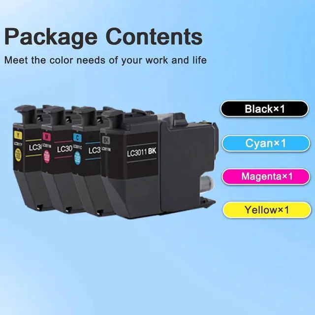 Alt view image 5 of 7 - Ennovor LC3011 Ink Cartridges (4-Pack) Black/Cyan/Magenta/Yellow - Compatible for Brother Printers High Yield Replacement for Brother MFC-J491DW MFC-J497DW MFC-J690DW MFC-J895DW