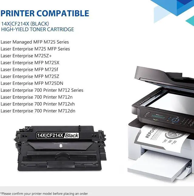 Alt view image 2 of 7 - CF214X 14X Toner Cartridge with Chip 1 Pack Works with Laser Enterprise M712 Series, MFP M725 Series Printer Replacement for HP 14X High-Yield Black Toner Cartridge, CF214X Toner Cartridge 14A CF214A