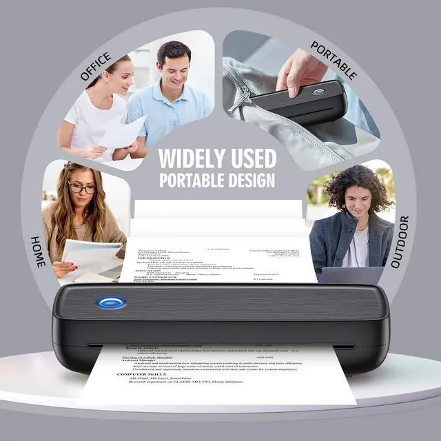 Alt view image 4 of 7 - Portable Thermal Printer, Wireless & Bluetooth Mini Inkless Printer for Travel, Office, Home, Supports 8.5x11inch, Compatible with iPhone, Android, Laptop