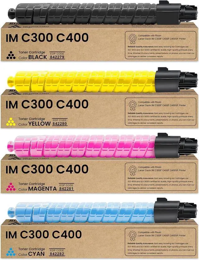IMC300 IMC400 Toner Cartridge 4-Pack (Black Cyan Magenta