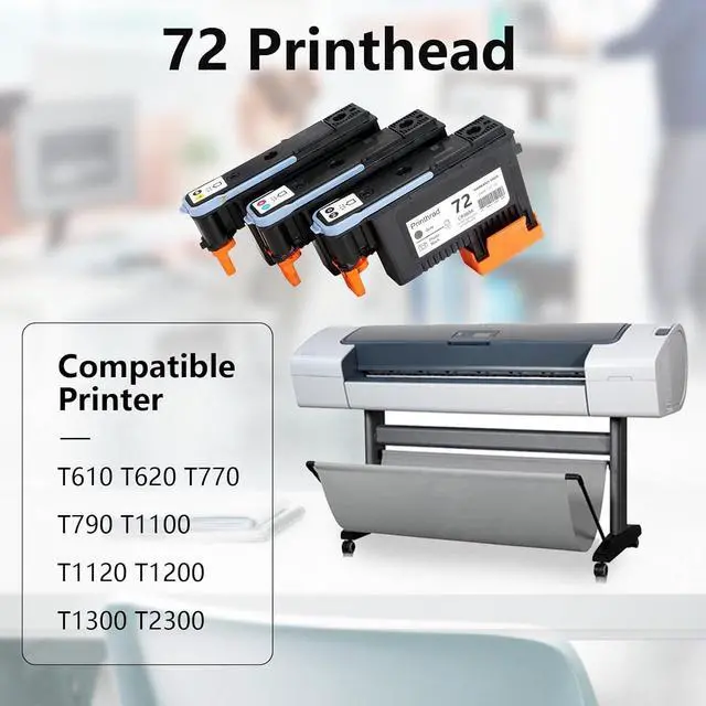 Alt view image 3 of 7 - Ennovor HP 72 Printhead Compatible with HP Designjet T610 T620 T770 T790 T1100 T1120 T1200 T1300 T2300 Printer -3 Pack