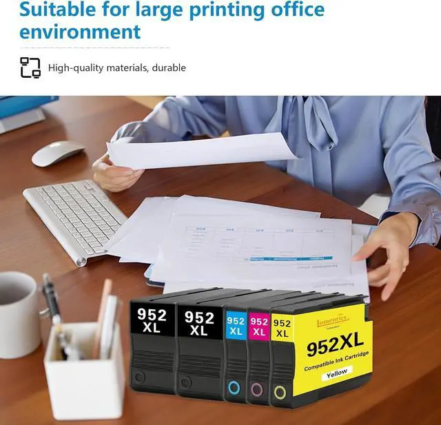 Alt view image 6 of 6 - 952XL High-Yield Ink Cartridges (5-Pack, 2Black/1Cyan/1Magenta/1Yellow) Compatible 952 952XL Ink Replacement for HP 952XL OfficeJet Pro 7740 8210 8216 8218 8710 8715 8716 8717 8719 8720 8725 Printer