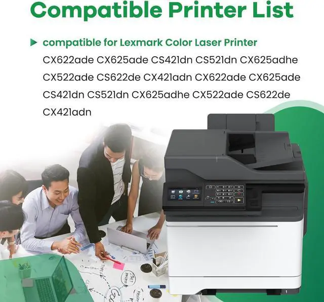 Alt view image 2 of 6 - Ennovor Remanufactured 78C10 Toner Cartridges Set Replacement for Lexmark 78C10K0 78C10C0 78C10M0 78C10Y0 Toner Cartridge for CS421 CS521 CS622 CX421 CX522 CX622 CX625 Printer Ink 4-Pack (BK/C/M/Y)