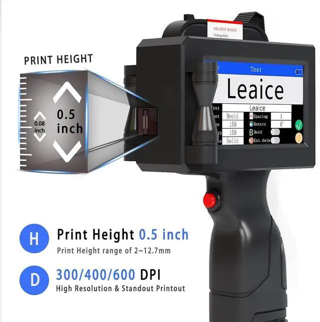 Alt view image 3 of 6 - Ennovor Handheld Inkjet Printer with 42ml Quick-Drying Ink Cartridge, Portable Handheld Printer Gun with 4.3 Inch Touch Screen for Text QRCode Barcode Batch Number Label Logo