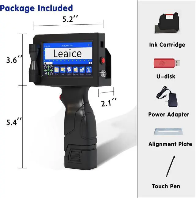 Alt view image 6 of 6 - Ennovor Handheld Inkjet Printer with 42ml Quick-Drying Ink Cartridge, Portable Handheld Printer Gun with 4.3 Inch Touch Screen for Text QRCode Barcode Batch Number Label Logo