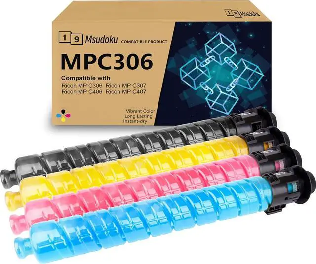 Main image of High Yield MP C306 C307 C406 C407 Toner Compatible Replacement for Ricoh 842091 842092 842093 842094 Use with Ricoh MP C306 C307 C406 C4074Pack Black Cyan Magenta Yellow