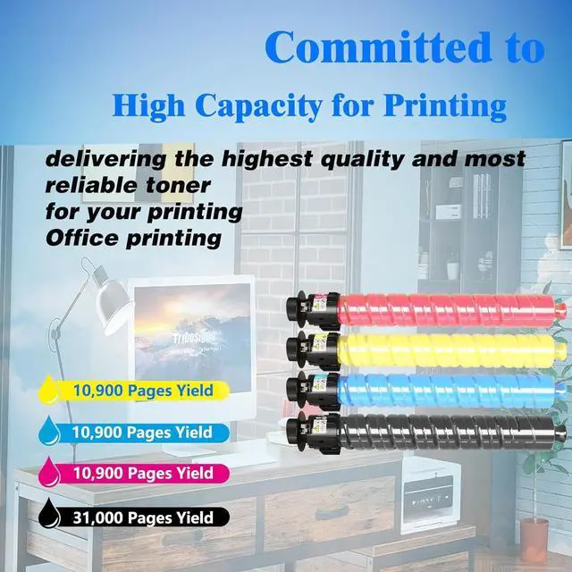Alt view image 3 of 5 - Ennovor IMC3000 IMC3500 Toner Cartridge High Yield Replacement for Ricoh 842251 842252 842253 842254 use for Ricoh Lanier Savin IM C3000 IM C3500 Printer Ink Black Cyan Magenta Yellow