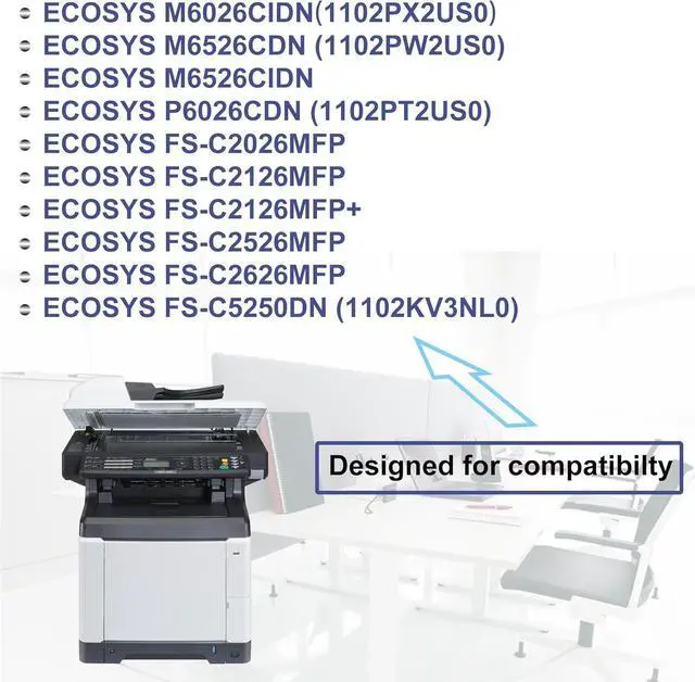 Alt view image 2 of 6 - 1 Pack TK-592K 1T02KV0US0 Black Toner Cartridge High Yield Compatible TK-592K TK592K Replacement for Kyocera Ecosys M6026cidn M6526cdn P6026cdn FS-C2026MFP FS-C2126MFP FS-C2526MFP FS-C5250DN Printer