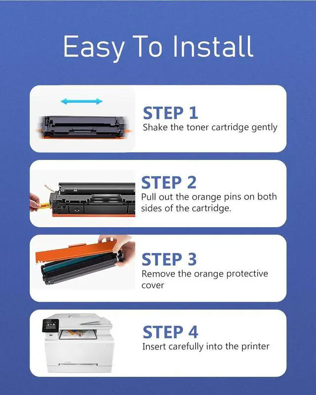 Alt view image 7 of 7 - 202A Toner Cartridges 4 Pack Black Cyan Yellow Magenta M281fdw Toner Replacement for HP 202A 202X CF500A CF501A CF502A CF503A Color Pro M254dw; MFP M281cdw Printer Toner