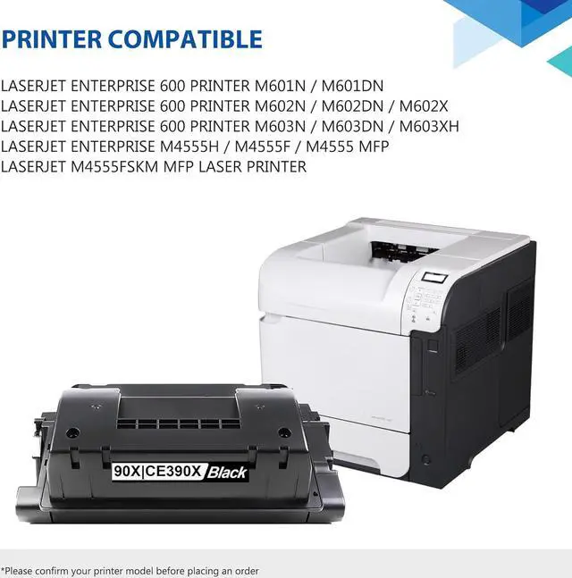 Alt view image 2 of 7 - 90X Black High-yield Toner Cartridge with CHIP (2-Pack) | Replacement for HP90X Toner 90A CE390A Works with Laser Enterprise 600 M602, M603 Series; Laser Enterprise M4555 MFP Series Printer | CE390X