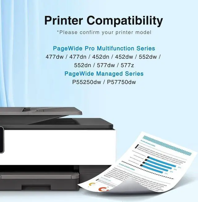Alt view image 2 of 7 - Ennovor 972X Ink Cartridges Compatible Replacement for HP 972A 972X Ink cartridgesWork with PageWide Pro MFP 477dw 577dw 452dw 552dw 477dn 452dn 577z 552dw P55250dw Printers (4-Pack,BK & C M Y)