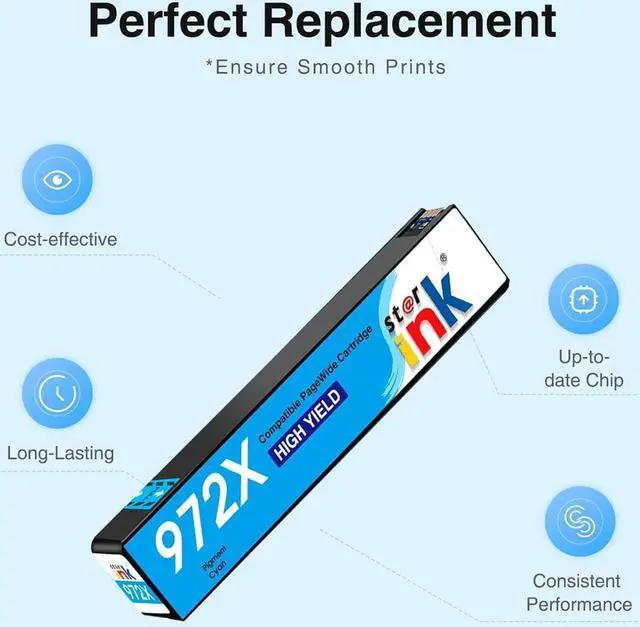 Alt view image 5 of 7 - Ennovor 972X Ink Cartridges Compatible Replacement for HP 972A 972X Ink cartridgesWork with PageWide Pro MFP 477dw 577dw 452dw 552dw 477dn 452dn 577z 552dw P55250dw Printers (4-Pack,BK & C M Y)