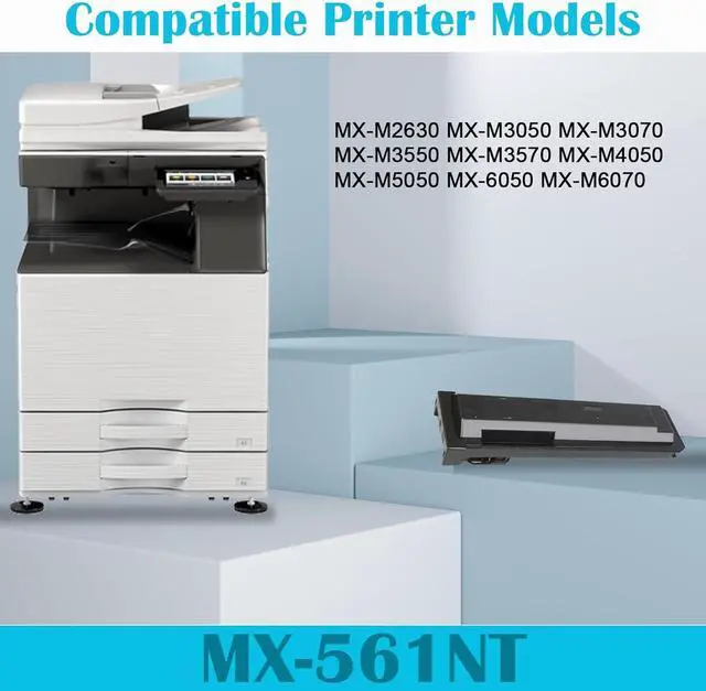 Alt view image 2 of 6 - MX-561NT MX561NT Black Toner Cartridge Replacement for Sharp MX-M2630 M3050 M3070 M3550 M3570 M4050 M5050 M6050 M6070 Printer(1-Pack)