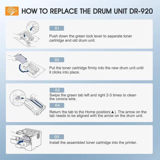 Alt view image 2 of 5 - DR-920 DR920 Drum Unit Black 2 Pack Compatible Replacement for Brother DR920 DR 920 DR-920 for HL-L5210DN L5210DW L5215DW L6210DW L6217DW L6310DW L6415DW MFC-L5710DN L5710DW L5715DW L5915DW Printer