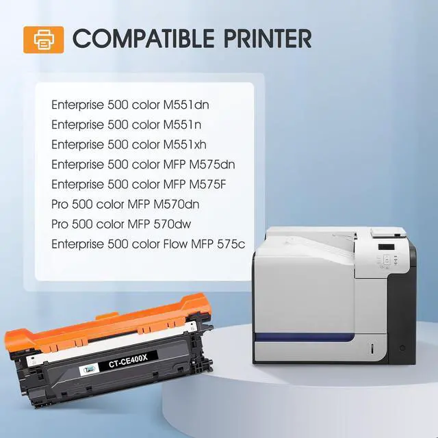 Alt view image 2 of 7 - 507X 507A Toner Cartridges 4 Pack Compatible for HP 507X 507A High Yield CE400X CE401A CE402A CE403A for HP Laserjet Enterprise 500 Color M551 M551n M551dn M551xh M570dn M570dw M575f Printer