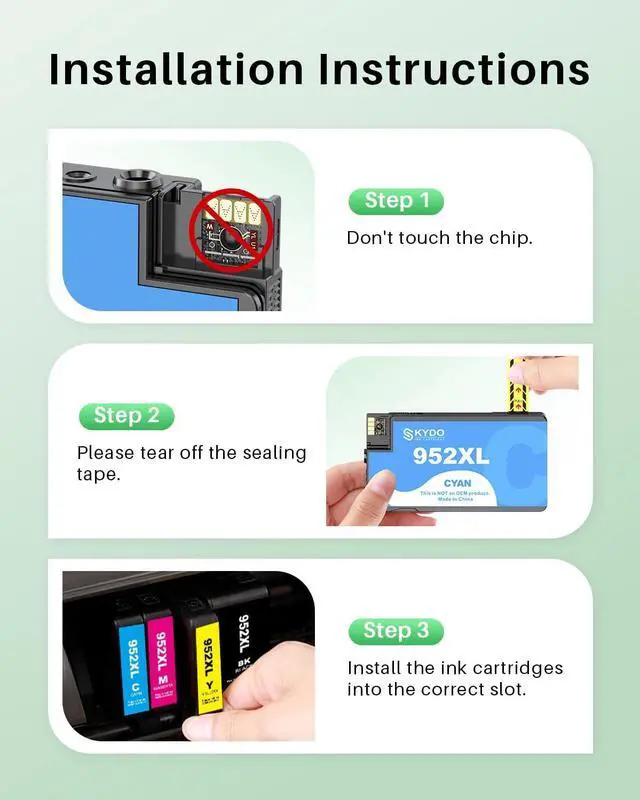 Alt view image 5 of 7 - Ennovor Compatible 952XL Ink Cartridges Combo Pack Replacement for 952 952XL 952 XL Ink Cartridges Color Use with Officejet Pro 8720 8702 8710 7740 7720 8725 8715 8210 8740 (4 Pack, BK/C/M/Y)