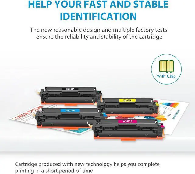 Alt view image 5 of 5 - Ennovor 414A Toner Cartridges 4 Pack with Chip Replacement for HP 414A 414X W2020A W2020X Works for Color Pro MFP M479fdw M479fdn M454dw M454dn M479 M454 Printer (Black Cyan Yellow Magenta)