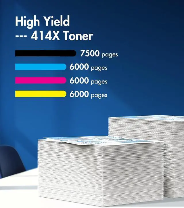 Alt view image 4 of 7 - 414X Toner Cartridges 4 Pack High Yield (with Chip) Compatible Replacement for HP 414X 414A for HP Color Laserj Pro MFP M479fdw M479fdn M454dw M454dn M479dw Printer | W2020X W2021X W2022X W2023X