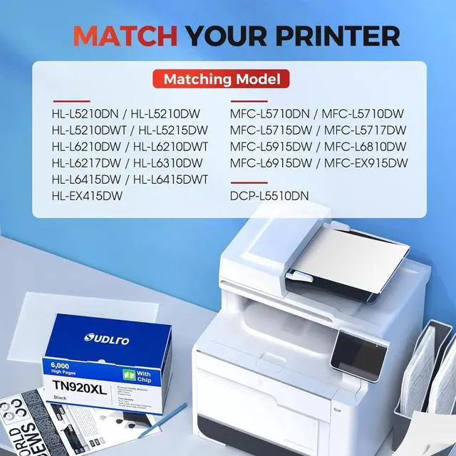 Alt view image 2 of 7 - Ennovor TN920XL Toner - Compatible with TN920XL Toner TN920XL TN920 TN920XXL to use with HL-L6210DW HL-L5210DN HL-L5210DW HL-L5210DWT HL-L5215DW HL-L6210DWT HL-L6310DW MFC-L6810DW (2 Black)