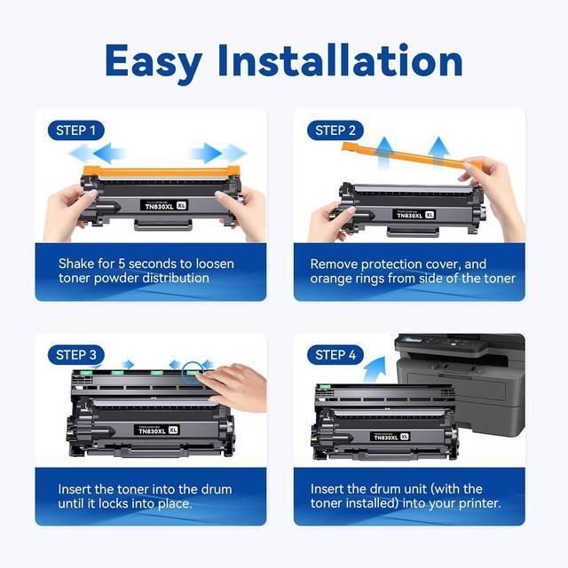 Alt view image 5 of 7 - Ennovor TN830XL Toner Cartridge High Yield Replacement for Brother TN830 TN-830 TN830 XL TN-830XL use with HL-L2460DW DCP-L2640DW HL-L2405W MFC-L2820DW HL-L2480DW Printer (2 Black)
