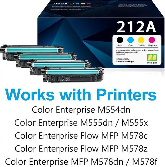 Alt view image 2 of 6 - Ennovor 212A Toner Cartridges 4 Pack (with Chip) Replacement for HP 212A W2120A Toner Cartridge Set Works with Color Enterprise M554 M555 Color Enterprise MFP M578 Series