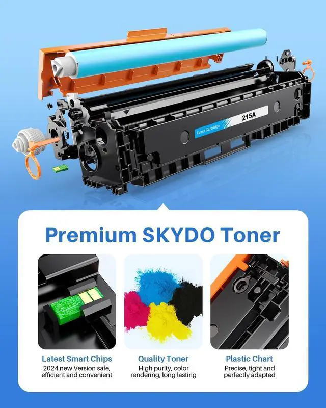 Alt view image 3 of 7 - (with Chip) Compatible 215A Toner Cartridges 4 Pack Replacement for HP 215 A 215X Cartridges W2310A W2311A W2312A W2313A Use with Color Pro MFP M183fw M182nw M182n M155a M155nw Printer (BK/C/M/Y)