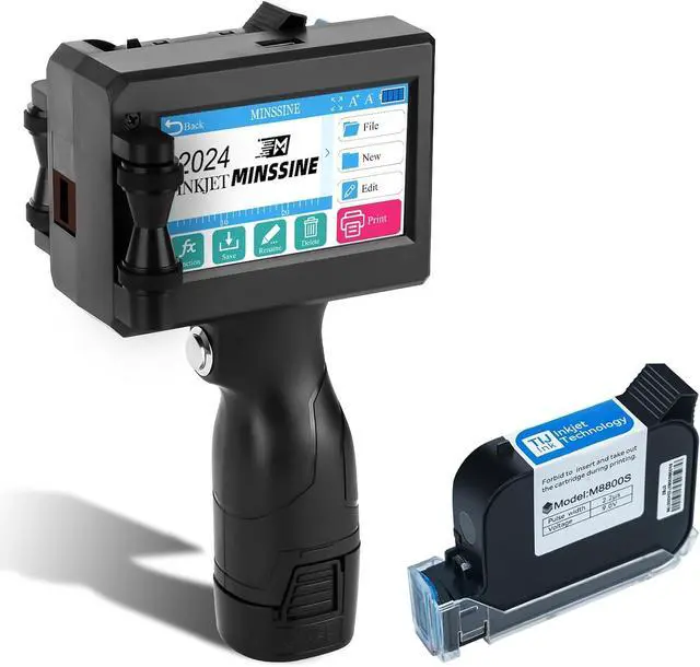 Main image of Handheld Inkjet Printer, MS-C10 Portable Handheld Printer Gun with Fast-Drying Solvent Cartridge for QRCode Barcode Production Date Time Logo Batch Number on Any Surface(0.5 Inch Nozzle)