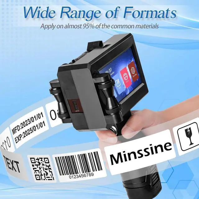Alt view image 2 of 6 - Handheld Inkjet Printer, MS-C10 Portable Handheld Printer Gun with Fast-Drying Solvent Cartridge for QRCode Barcode Production Date Time Logo Batch Number on Any Surface(0.5 Inch Nozzle)