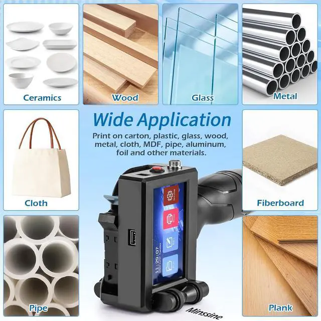 Alt view image 3 of 6 - Handheld Inkjet Printer, MS-C10 Portable Handheld Printer Gun with Fast-Drying Solvent Cartridge for QRCode Barcode Production Date Time Logo Batch Number on Any Surface(0.5 Inch Nozzle)