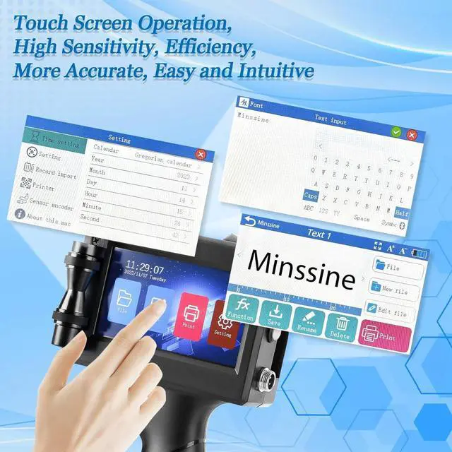 Alt view image 4 of 6 - Handheld Inkjet Printer, MS-C10 Portable Handheld Printer Gun with Fast-Drying Solvent Cartridge for QRCode Barcode Production Date Time Logo Batch Number on Any Surface(0.5 Inch Nozzle)