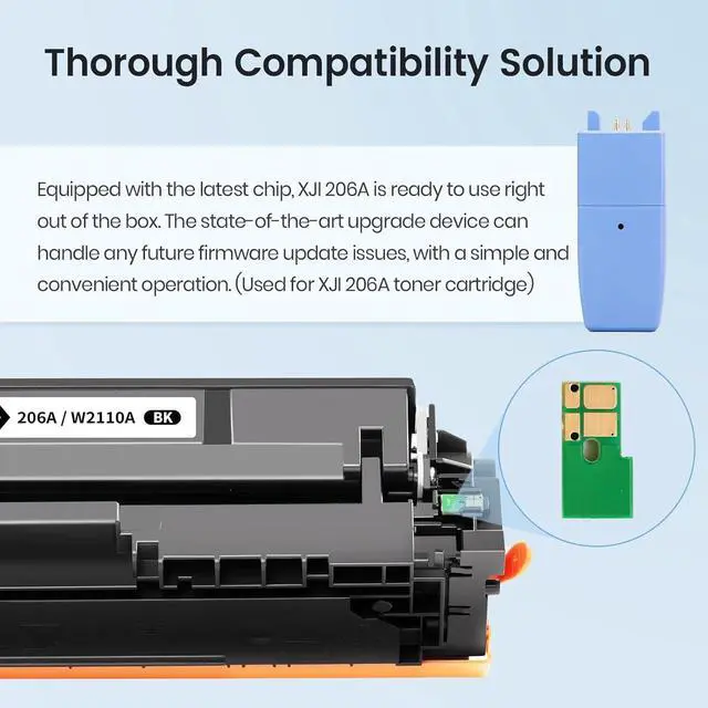 Alt view image 3 of 7 - XJI 206A (with Latest Chip & Upgrade Device) Compatible Toner Cartridges Replacement for HP 206 A X 206X Ink (4 Pack), for Pro MFP M255 M255dw M282 M282nw M283 M283cdw M283fdw Color Laser Jet Printer