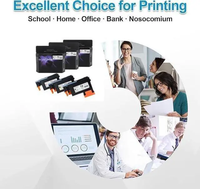 Alt view image 5 of 5 - 72 Printhead-3 Pack(With Chip)Compatible with HP Designjet T610 T620 T770 T790 T1100 T1120 T1200 T1300 T2300 Printer Replacement Print Head-3 Pack (Cyan/Magenta, Matte Black/Yellow, Gray/Photo Black)