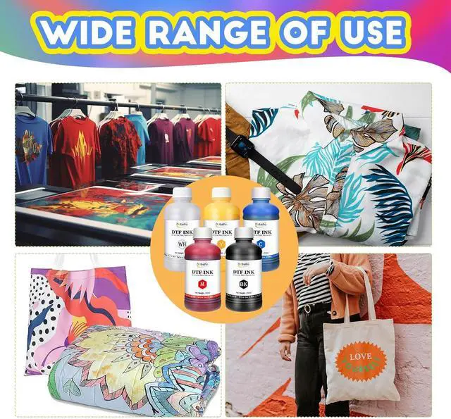 Alt view image 4 of 7 - 1500ML DTF Ink for Transfer PET Film, Refill Ink for DTF Printer Et-8550, XP15000, L1800, L800, R1390, L805, R2400, DTF Printer Transfer Ink for Heat Transfer Printing to Paper(250ml x 6, CMYK Wh)