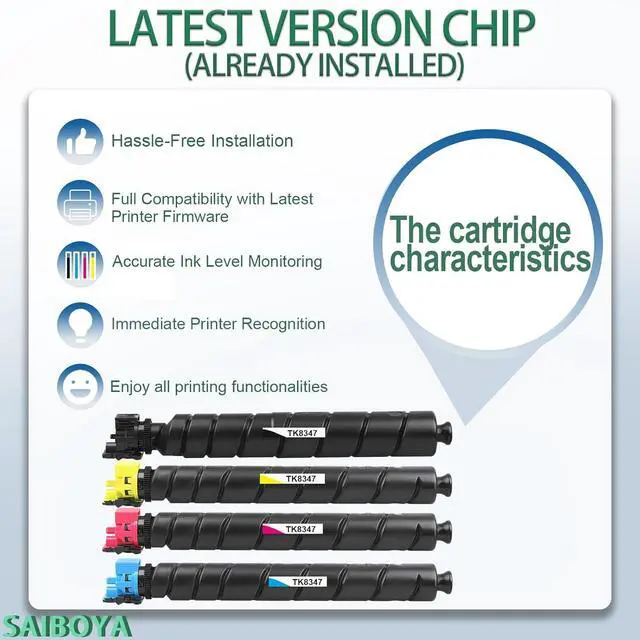 Alt view image 2 of 7 - Ennovor Compatible TK8347 TK-8347 Toner Cartridge Use in Kyocera TASKalfa 2552ci, 2553ci, Copystar CS2552ci, CS2553ci Printers (Cyan, Magenta, Yellow, Black, 4 Pack)