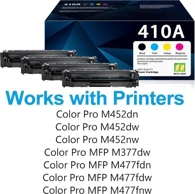 Alt view image 2 of 6 - Ennovor 410A Toner Cartridge CF410A CF411A CF412A CF413A 4-Pack Replacement for HP Color Pro M452 Series MFP M377 M477 Series Printer ( Black Cyan Yellow Magenta )