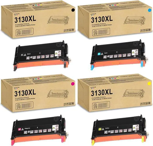Main image of 3130 Toner Cartridge High Yield Replacement for Dell 3130 3130CND 3130CN Printers.Black Cyan Magenta Yellow 4-Pack/330-1198 330-1199 330-1200 330-1204 Toner Set