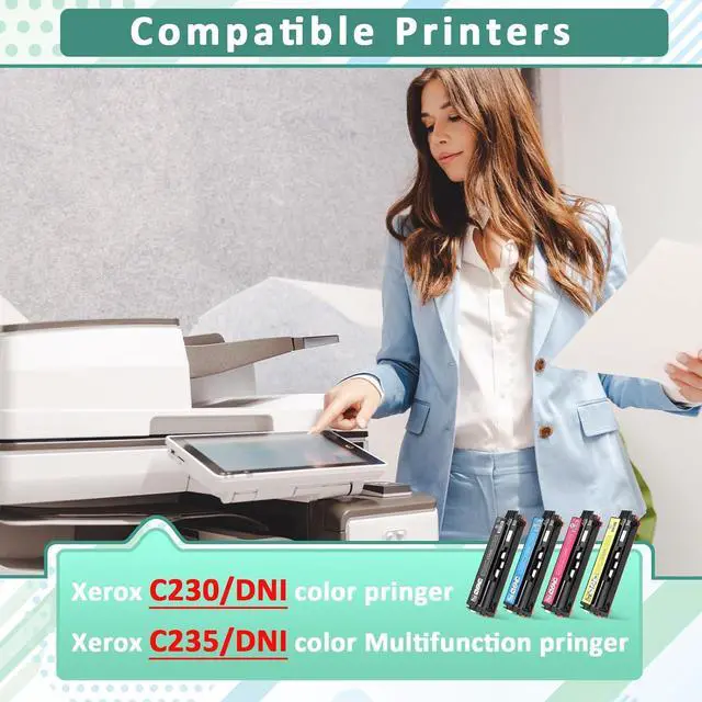Alt view image 3 of 7 - C230 C235 Toner Cartridge (with Chip) for Xerox Replacement 006R04391 006R04392 006R04393 006R04394,4500-5500 Pages High-Yield Toner Compatible with Xerox C235DNI/C230DNI Color Printer (4 Pack)