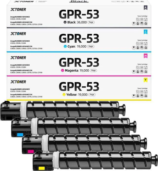 Main image of GPR-53 GPR53 Toner Cartridge High Yield Replacement for Canon GPR53 Toner ImageRunner Advance C3325i C3330i C3525i C3530i C3025i C3725i C3730i C3826i C3830i C3835i Printer (Black Cyan Magenta Yellow)