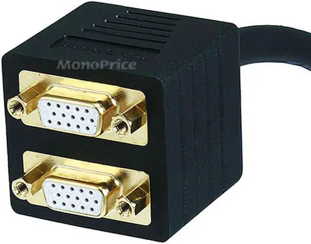 Alt view image 8 of 8 - Monoprice Video Splitter - VGA(HD15) M to VGA(HD15) F X 2 (1 PC to 2 Monitors) for High Resolution