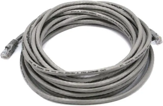 Main image of Monoprice Cat6 Ethernet Patch Cable - 25 Feet - Gray | Network Internet Cord - RJ45, Stranded, 550Mhz, UTP, Pure Bare Copper Wire, 24AWG
