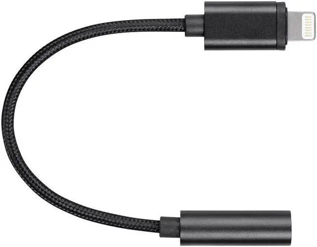 Alt view image 2 of 8 - Monoprice Inc. Monoprice Mfi Certified Lightning To 3.5mm Audio Adapter_ Nylon Braid_ Black