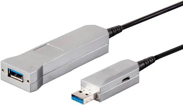 Alt view image 5 of 7 - Monoprice USB-A to USB-A Female 3.0 Extension Cable - 164.0 Feet - Silver | Fiber Optic - SlimRun