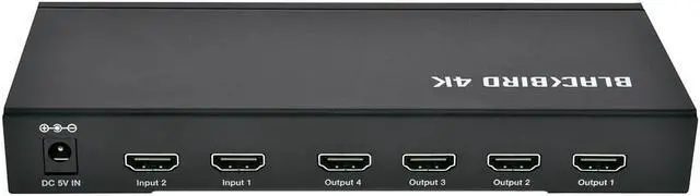 Alt view image 6 of 11 - Monoprice Blackbird 4K 2x4 HDMI Splitter And Switch - Black | 4k @ 30Hz Dolby TrueHD Support And Built in Automatically Adjusting Amplifier