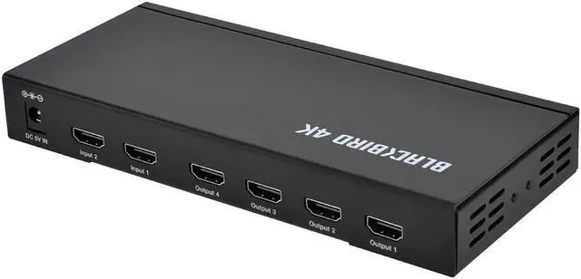 Alt view image 4 of 11 - Monoprice Blackbird 4K 2x4 HDMI Splitter And Switch - Black | 4k @ 30Hz Dolby TrueHD Support And Built in Automatically Adjusting Amplifier
