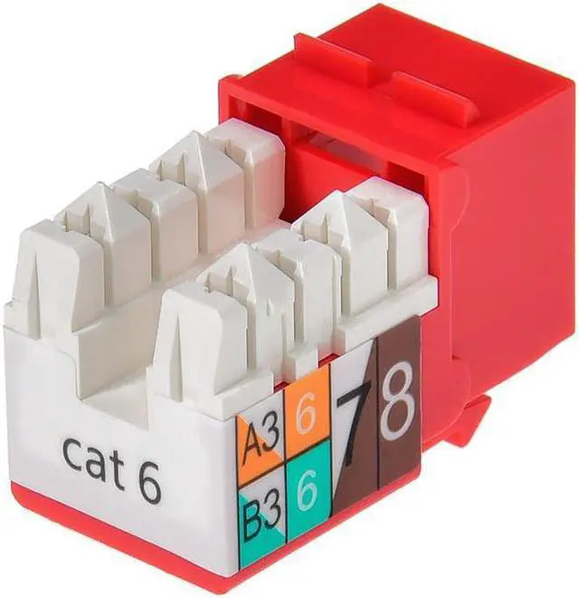 Alt view image 2 of 10 - Monoprice Cat6 Punch Down Keystone Jack for 22-24AWG Solid Wire, Red