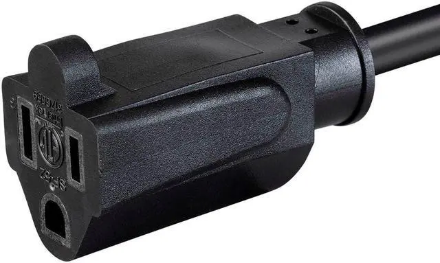 Alt view image 3 of 7 - Monoprice Extension Cord - 10 Feet - Black | NEMA 5-15P to NEMA 5-15R, 18AWG, 10A, SVT, 120V