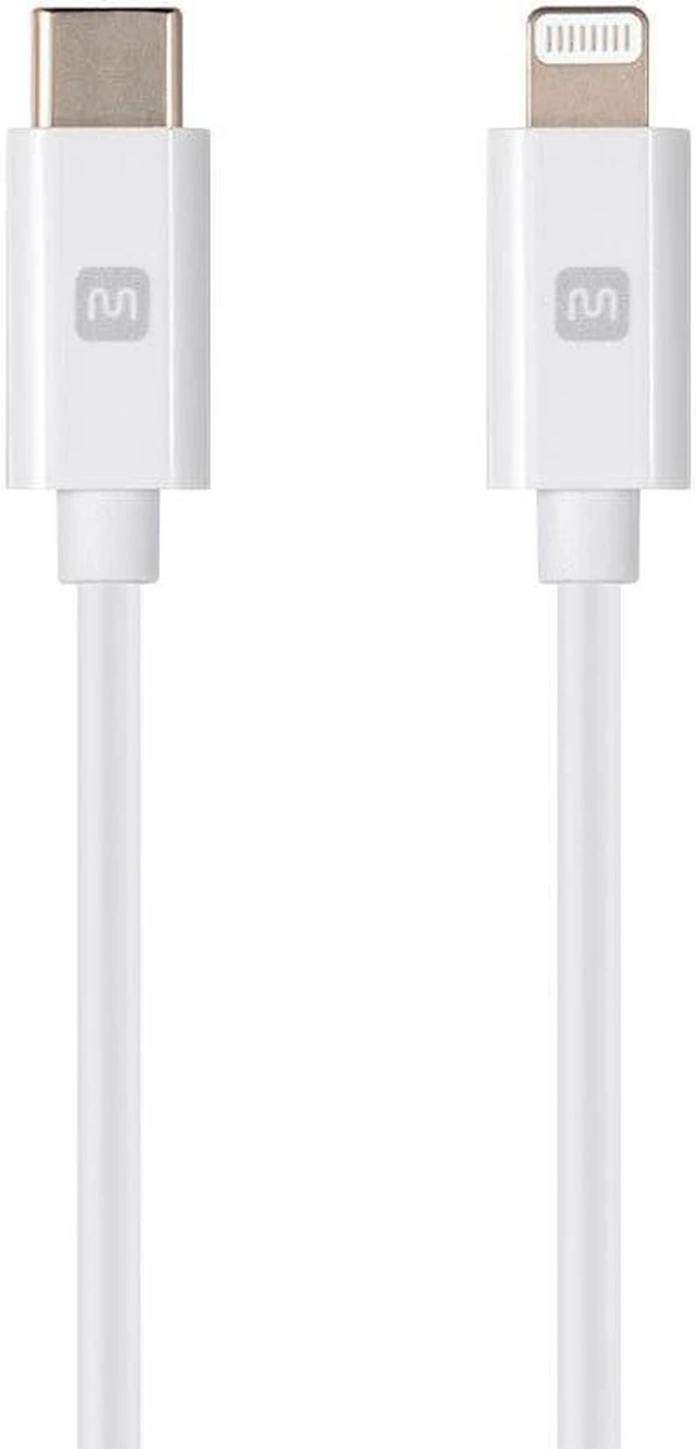 Main image of Monoprice Apple MFi Certified Lightning to USB Type-C and Sync Cable - 1.5 Feet - White | Compatible with iPod, iPhone, iPad with Lightning Connector