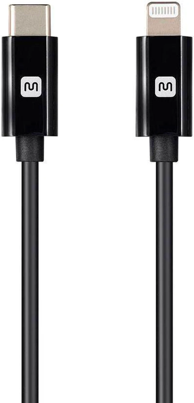 Main image of Monoprice Apple MFi Certified Lightning to USB Type-C and Sync Cable - 1.5 Feet - Black | Compatible with iPod, iPhone, iPad with Lightning Connector